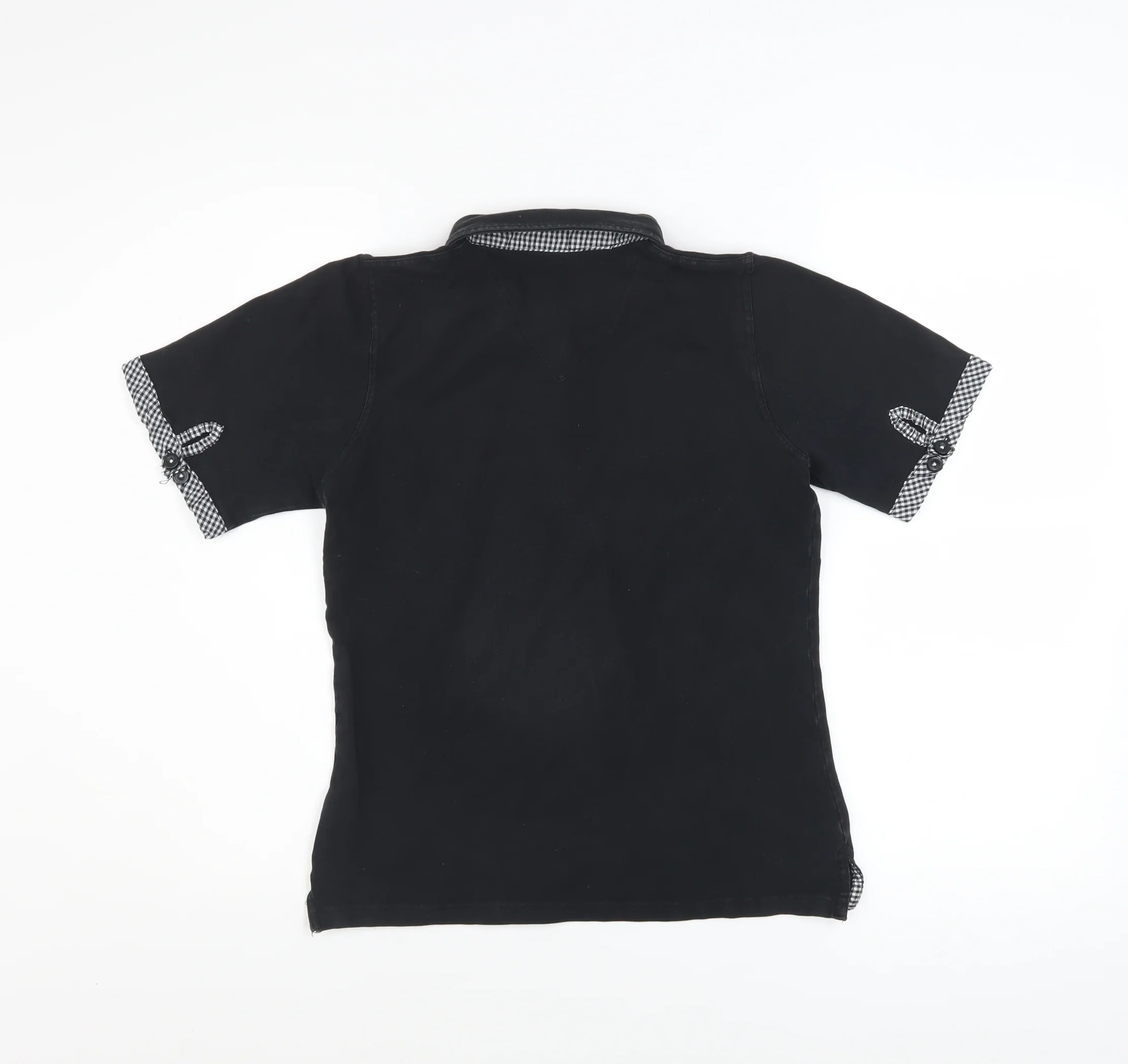 Lobster Women Black M Polo Shirt Collared Stretch Cotton Golf Top - Image 3