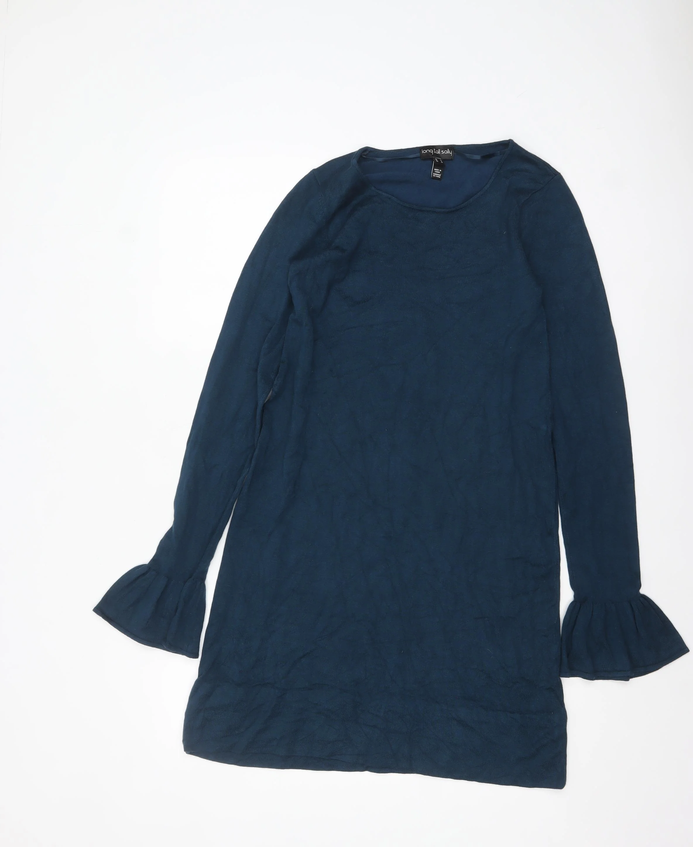 Long Tall Sally Women's Blue Size 10 Shift Dress with Flared Sleeves