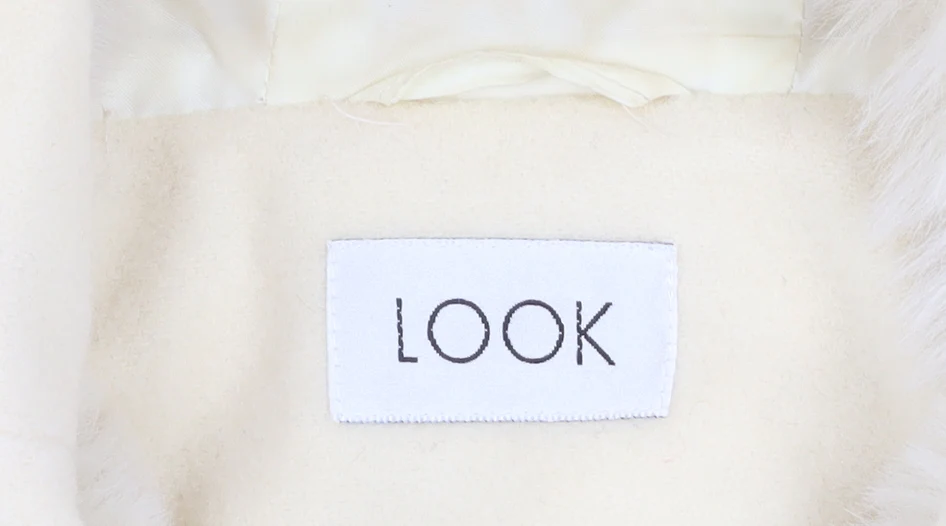 LOOK Women Ivory Wool Blend Faux Fur Trim Hooded Duffle Coat Size 14 - Image 4