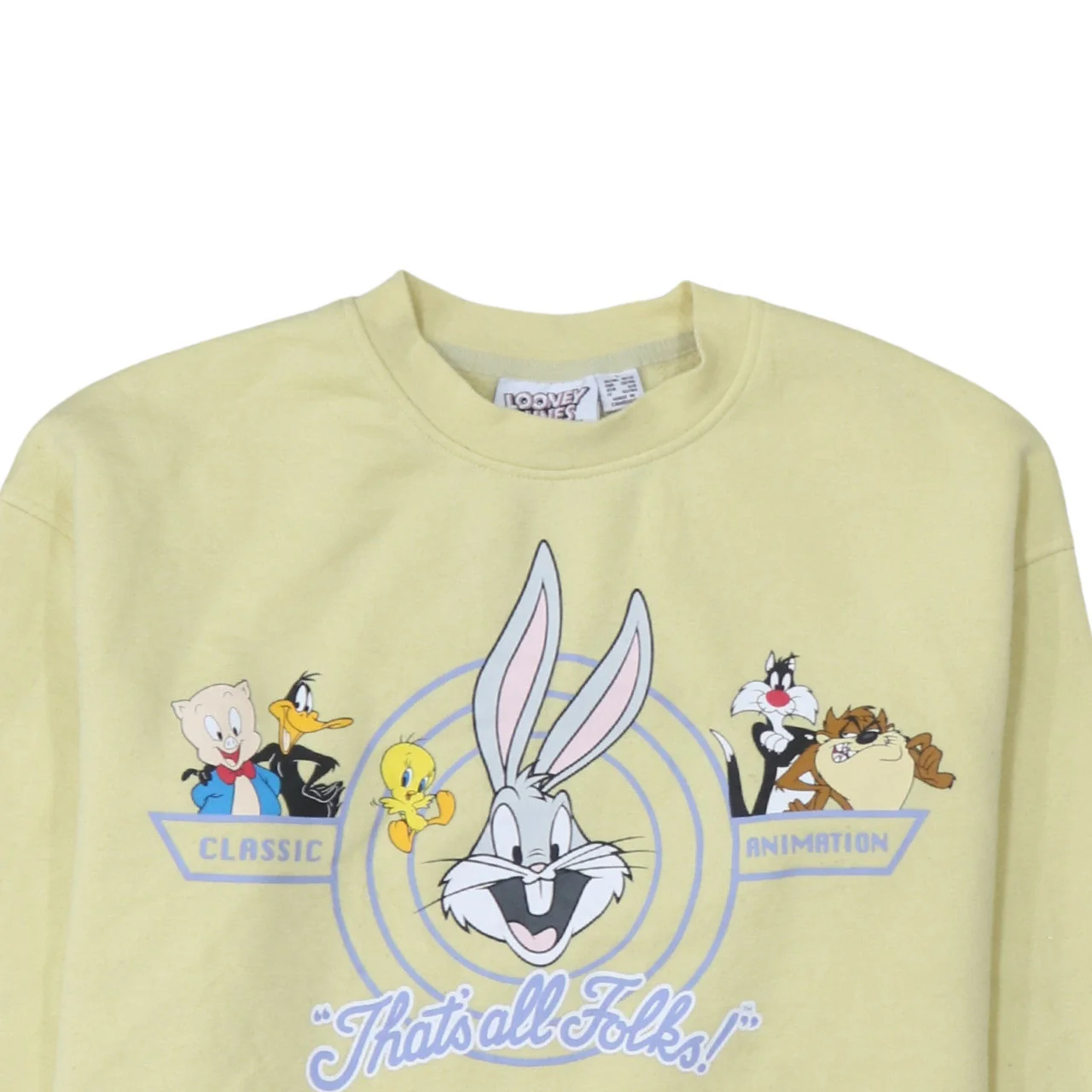 Looney Tunes Women's Yellow Crew Neck Pullover Sweatshirt Size S - Image 8