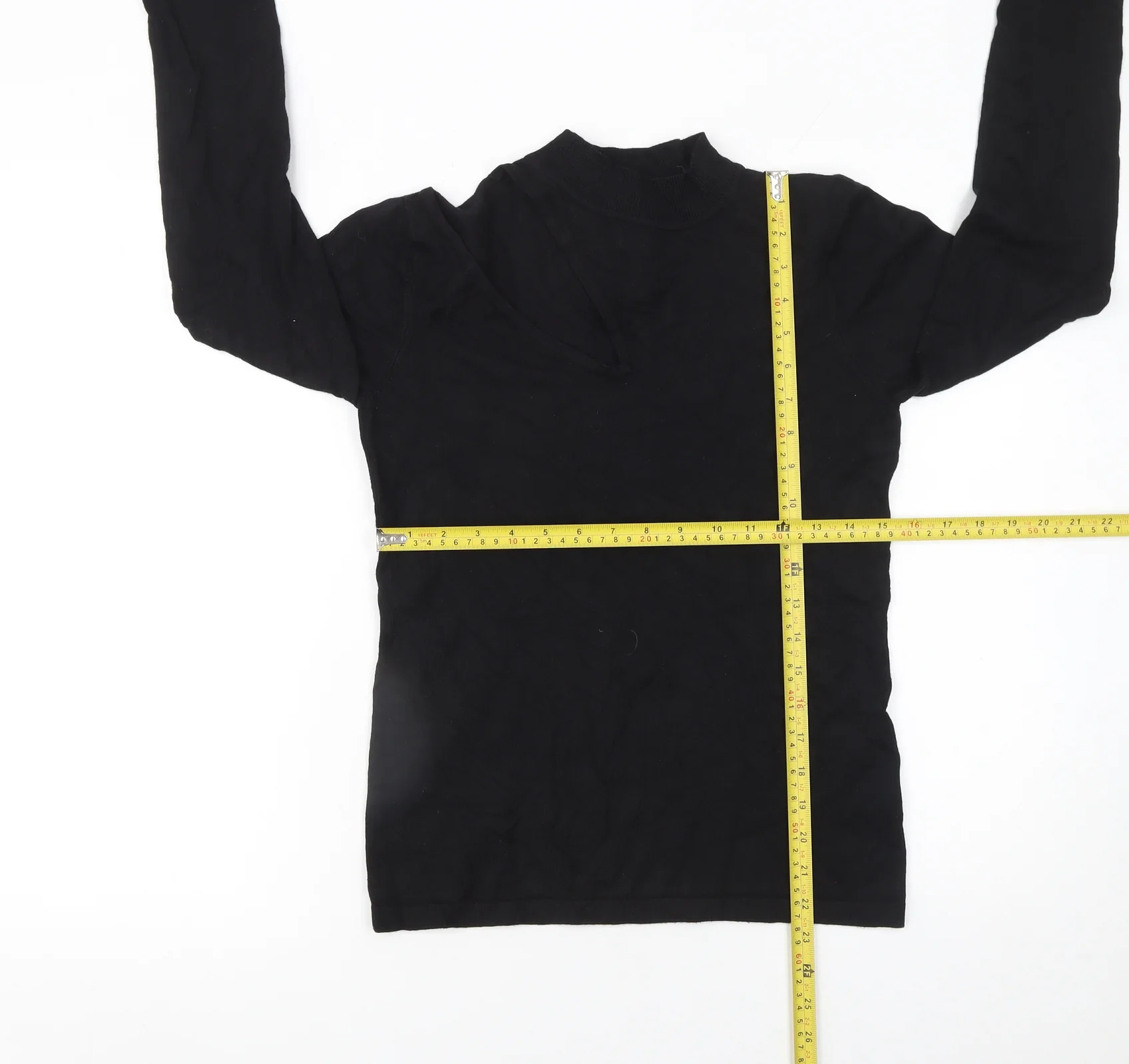 Lost Ink Women's Black Mock Neck Slim Fit Long Sleeve Jumper Size 12 - Image 2