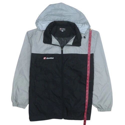 Lotto Men's Grey Black Windbreaker Jacket Hooded Size M - Image 3