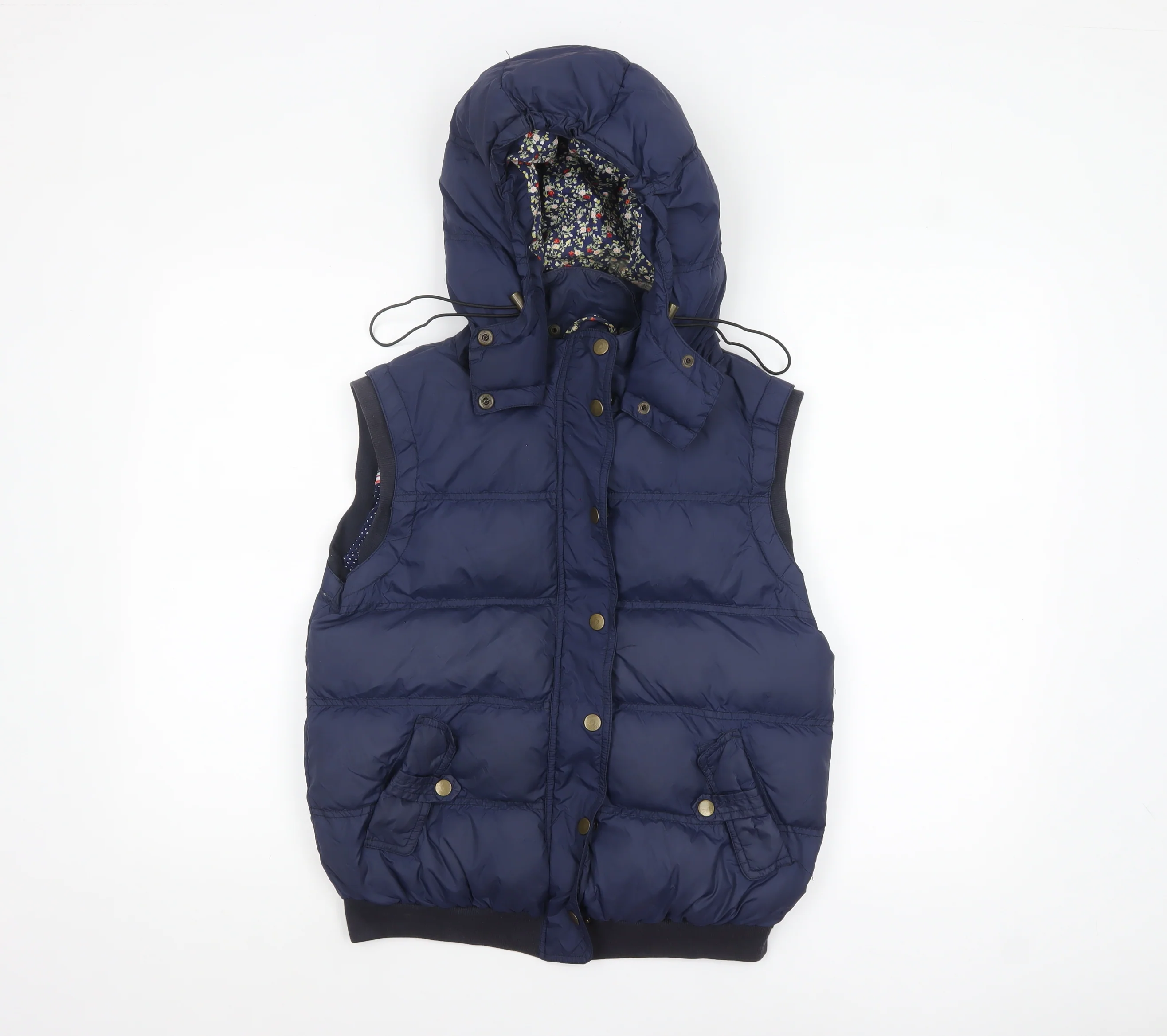 Louche Women's Blue Hooded Puffer Waistcoat Size 10