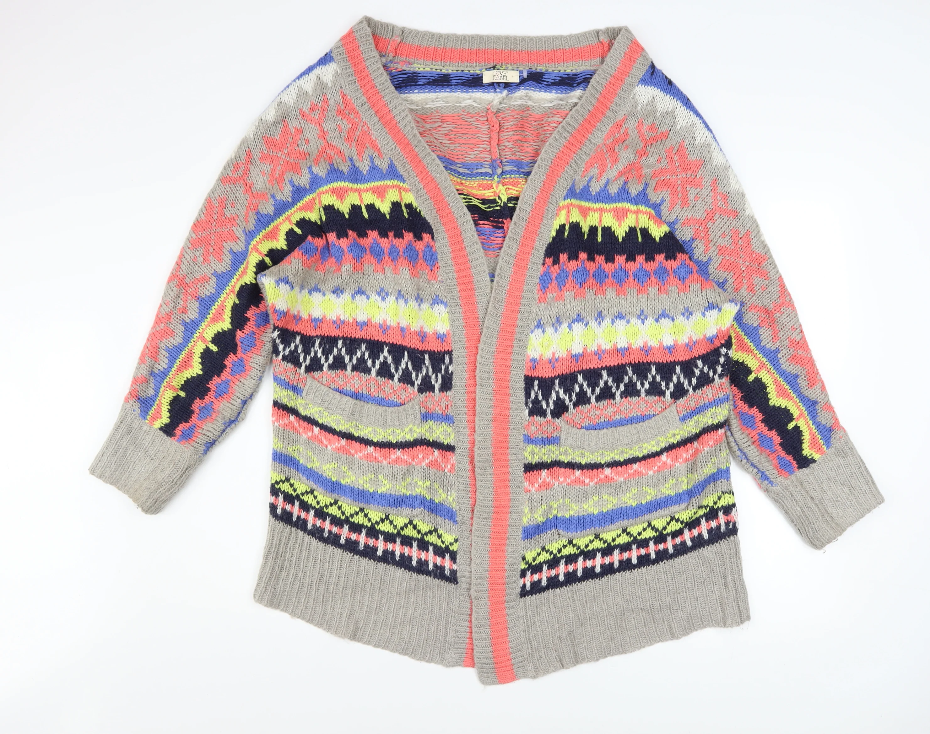 Love Label Women's Multicoloured Fair Isle Knit Cardigan M