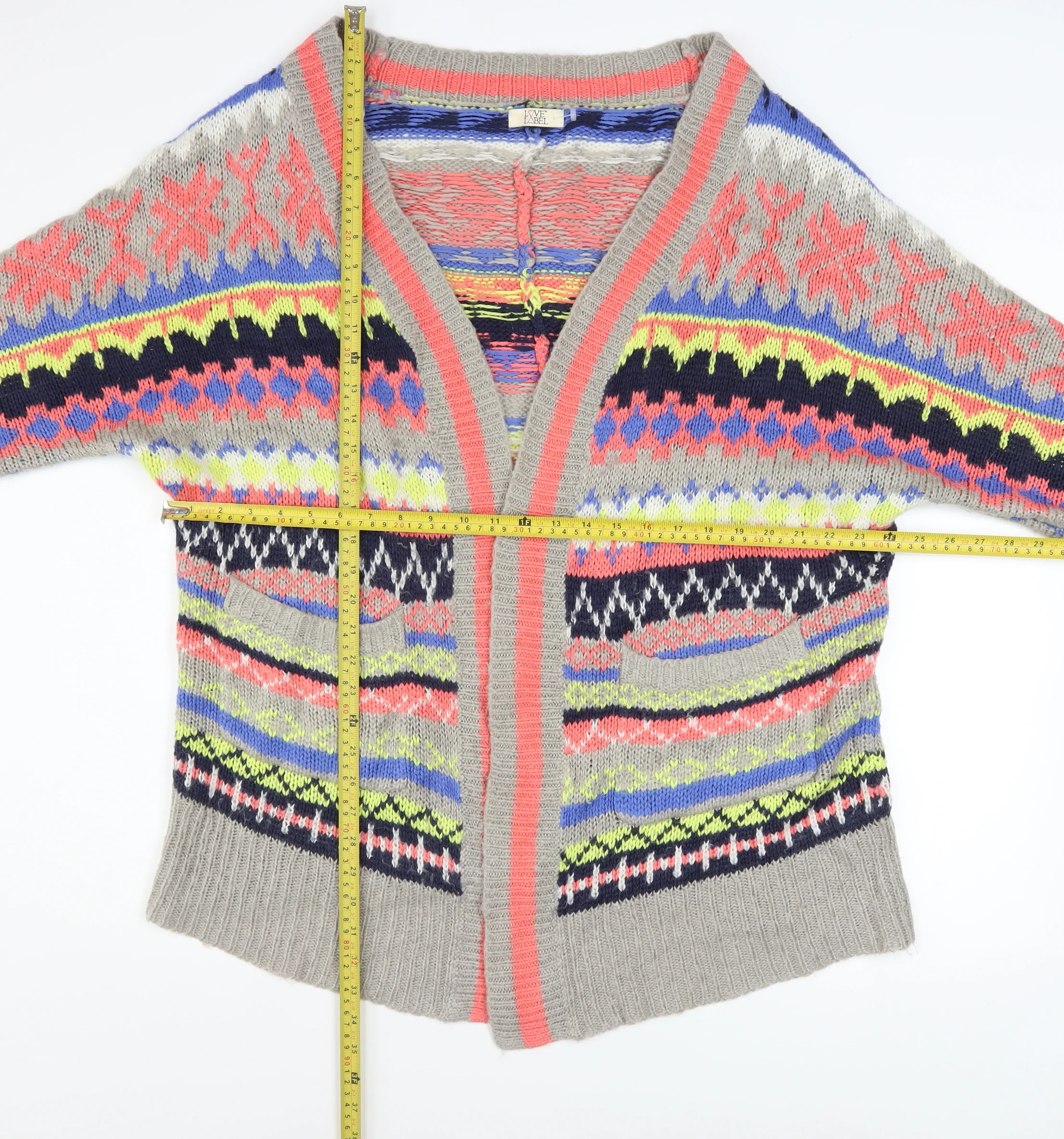 Love Label Women's Multicoloured Fair Isle Knit Cardigan M - Image 2