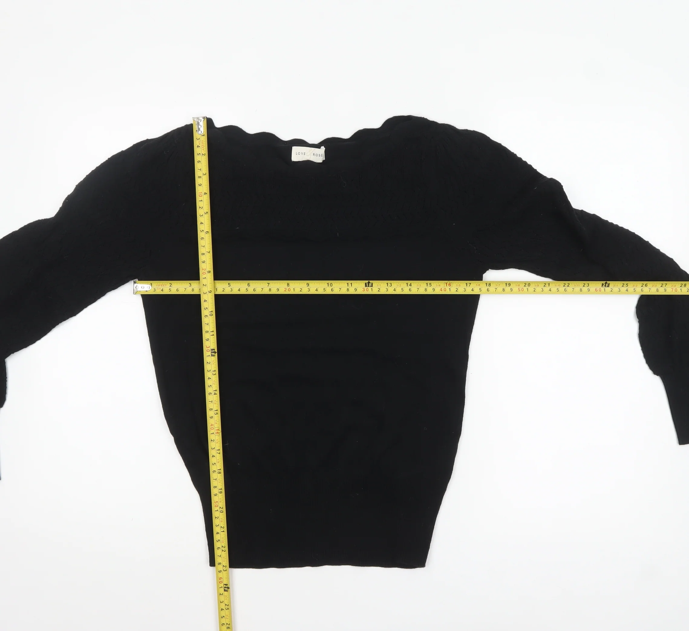 Love & Rose Women’s Black Puff Sleeve Cotton Knit Jumper Size 10 - Image 2