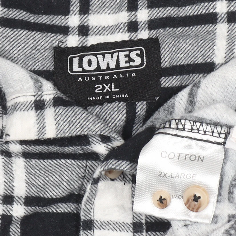 Lowes Men's Black Check Flannel Cotton Button-Up Shirt 2XL - Image 4