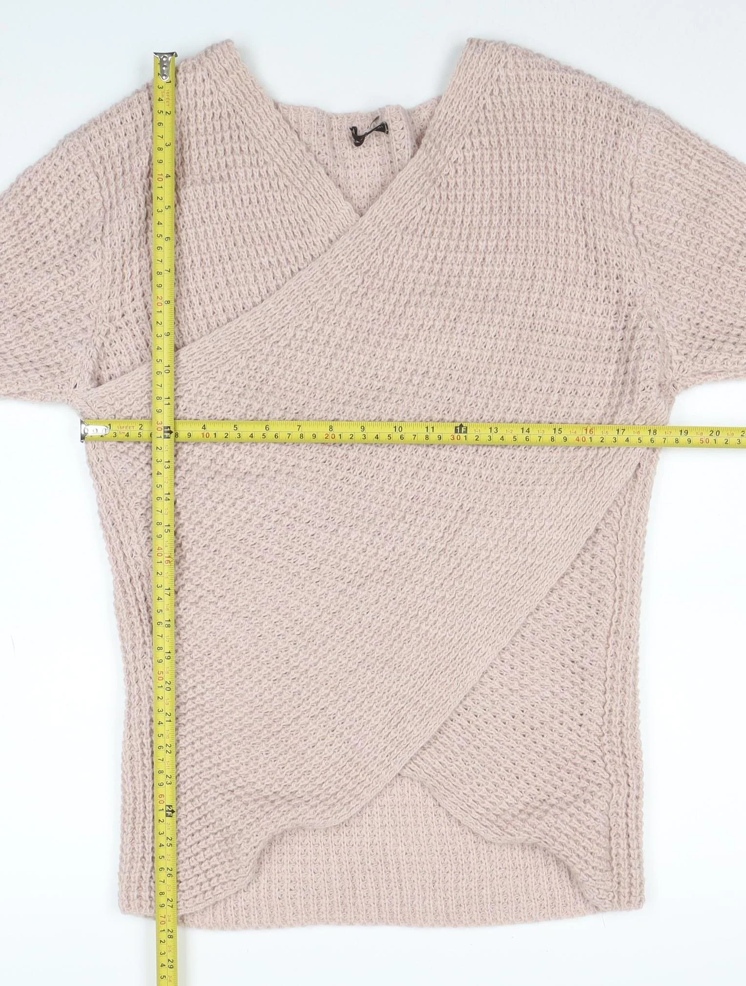 LUCA VANNUCCI Women Beige XL Wrap Chunky Knit V-Neck Jumper - Image 2