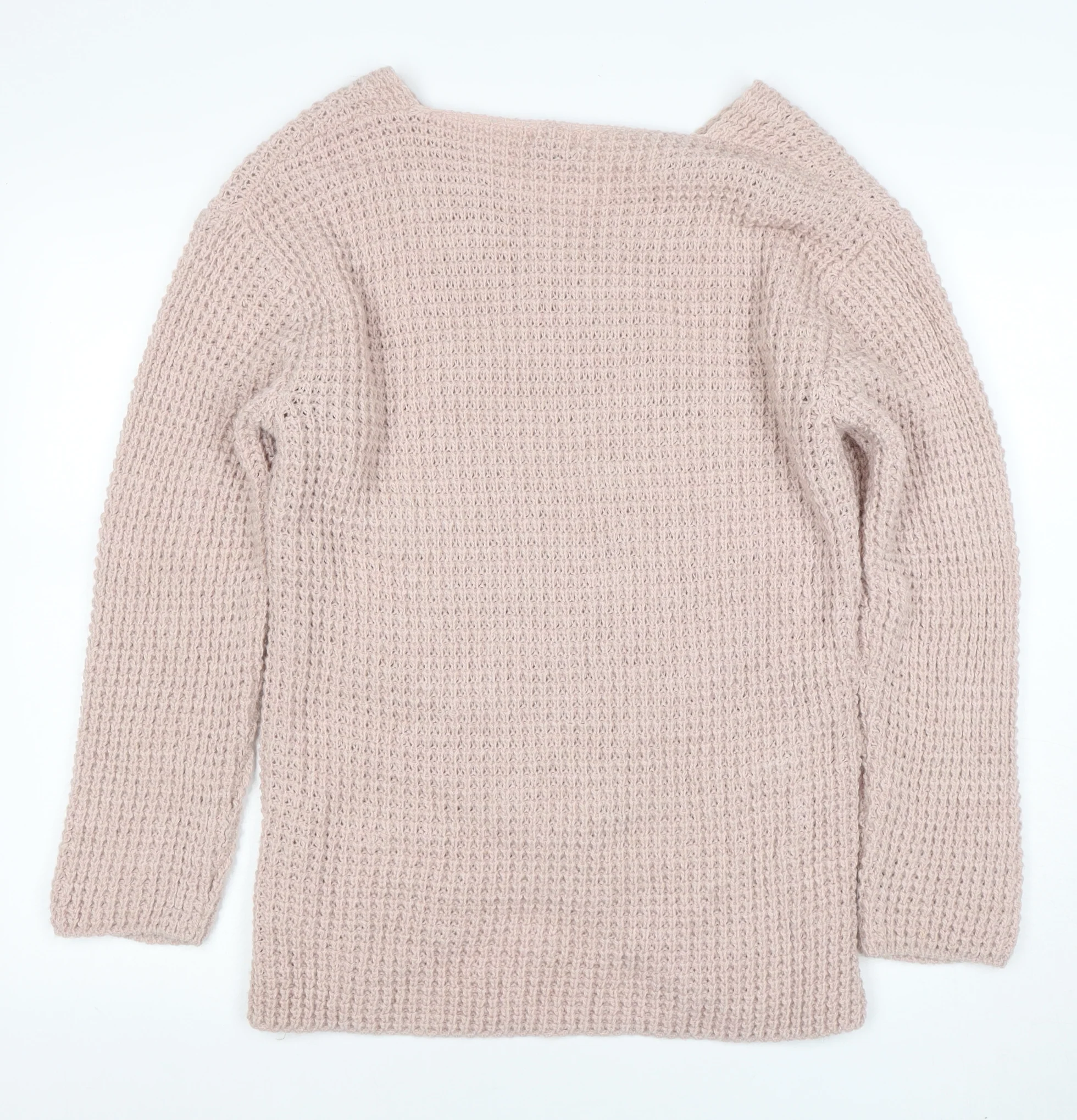 LUCA VANNUCCI Women Beige XL Wrap Chunky Knit V-Neck Jumper - Image 3