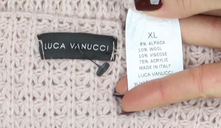 LUCA VANNUCCI Women Beige XL Wrap Chunky Knit V-Neck Jumper - Image 4