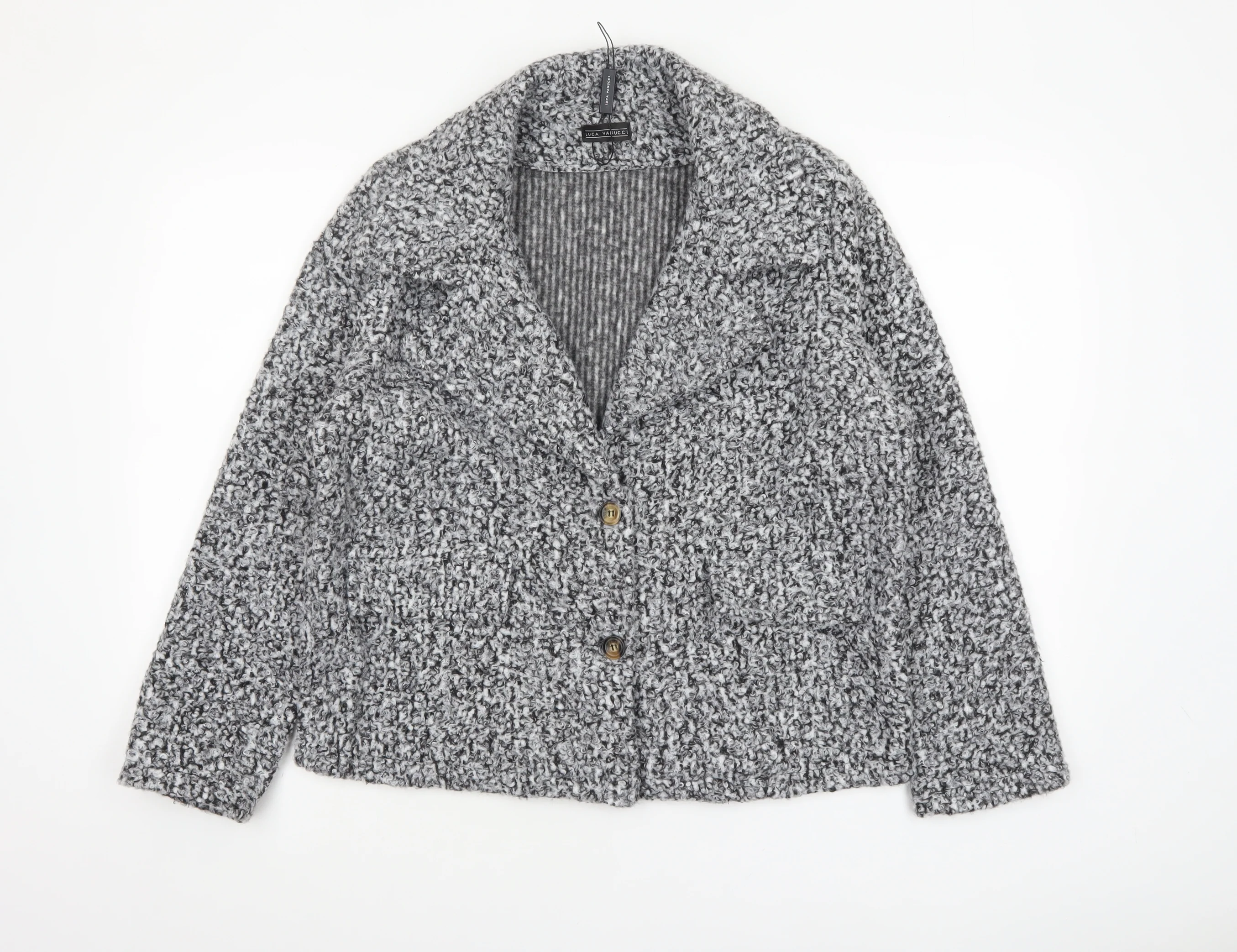 Luca Vanucci Women’s Grey Textured Blazer Jacket Size L