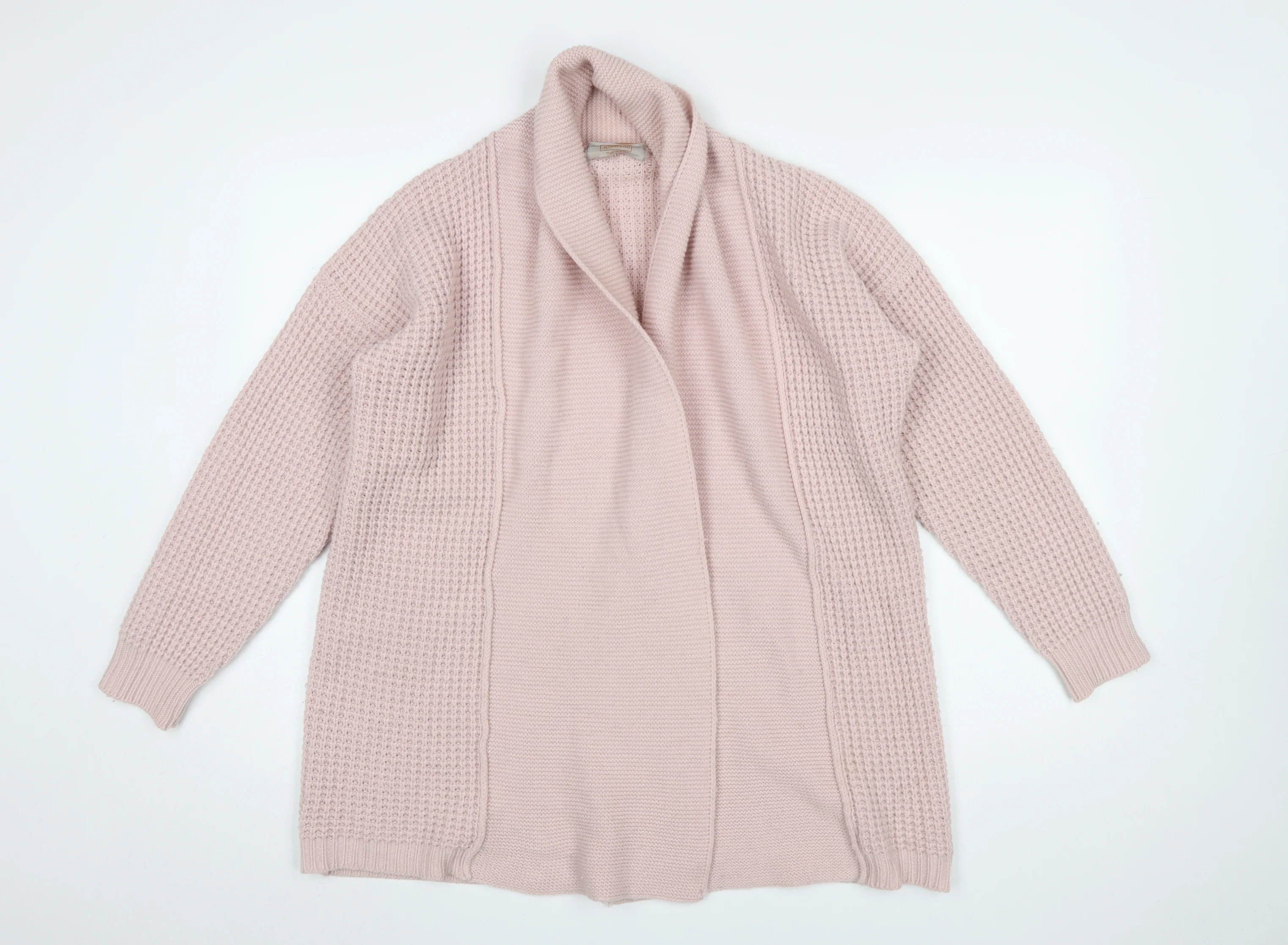 Luisa Conti Women Pink Wool Blend Open Knit Long Sleeve Cardigan S