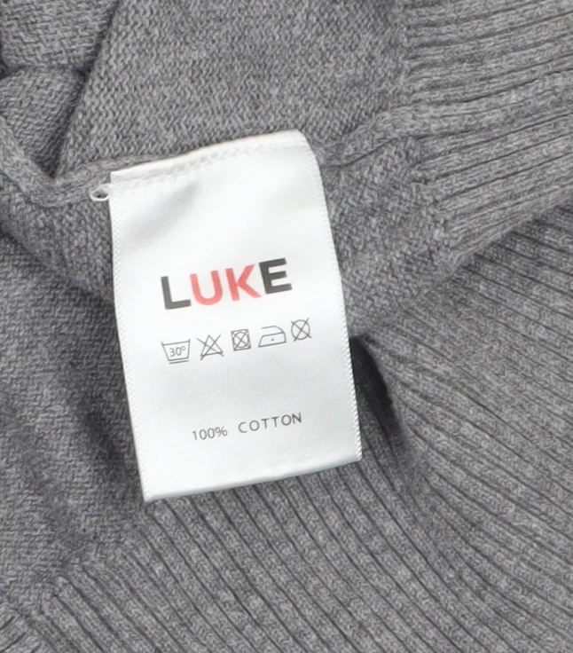 Luke 1977 Men’s Grey Cotton Crew Neck Pullover Jumper XL - Image 4