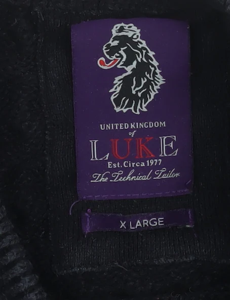 Luke Men’s Black XL Cable Knit Cotton Crew Neck Jumper - Image 4
