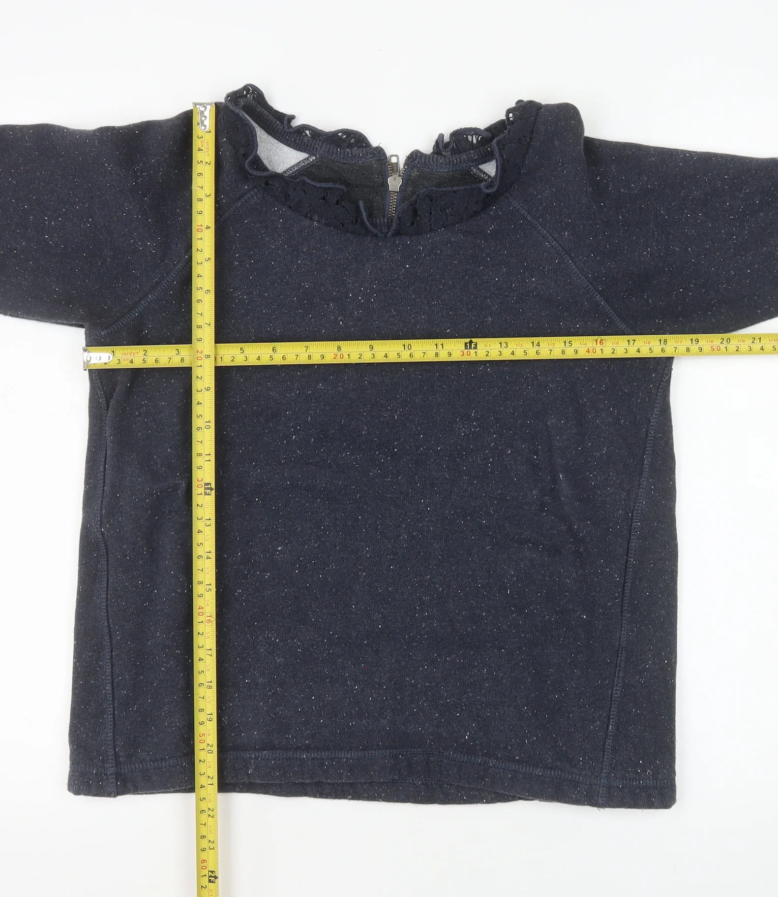 Luperdry Womens Navy Blue Lace Neck Long Sleeve Sweatshirt Size M - Image 2