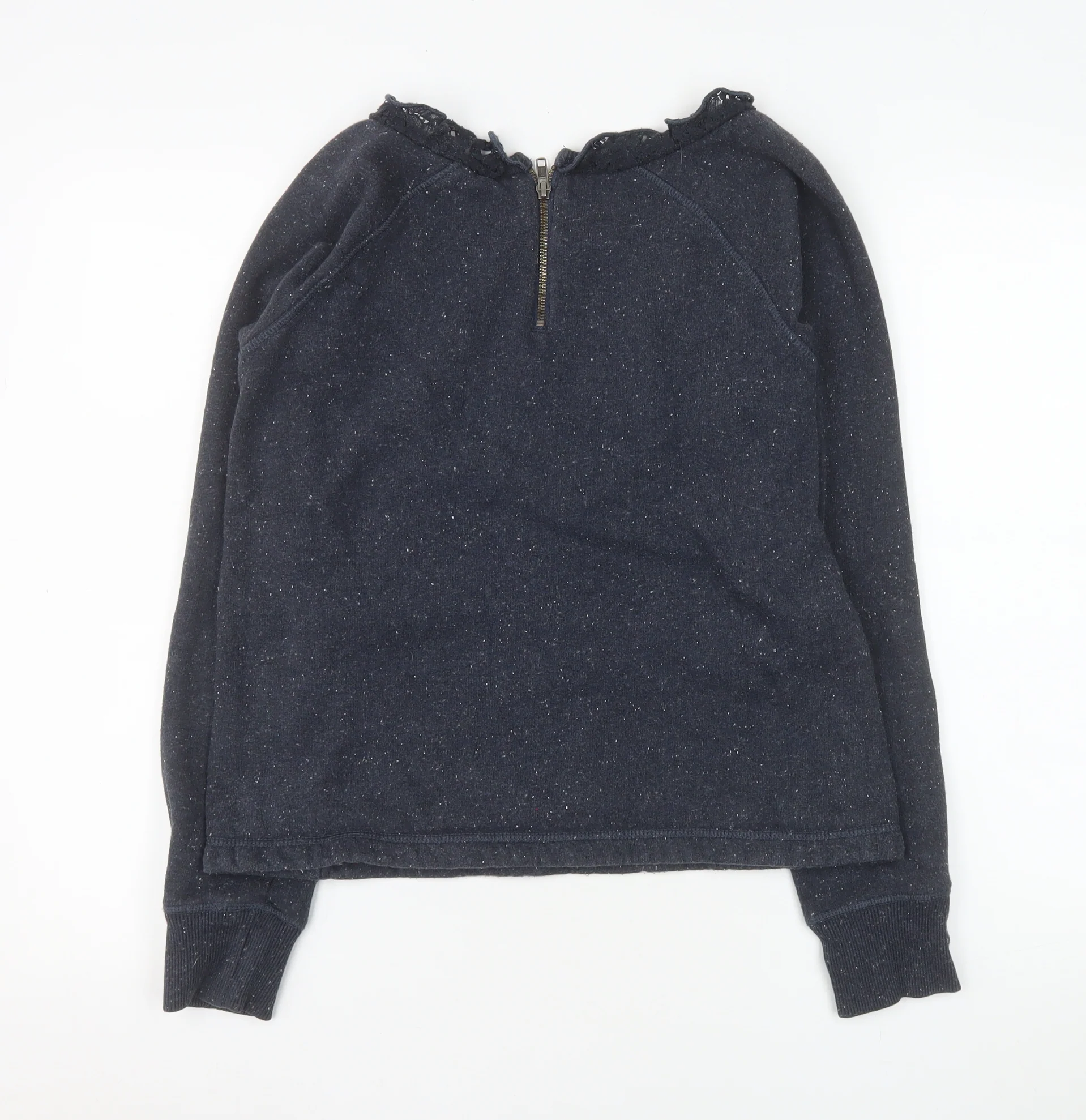 Luperdry Womens Navy Blue Lace Neck Long Sleeve Sweatshirt Size M - Image 3