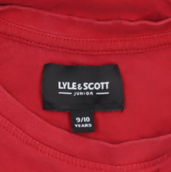 Lyle & Scott Boys Red Logo T-Shirt 9-10 Years Short Sleeve Cotton Top - Image 5