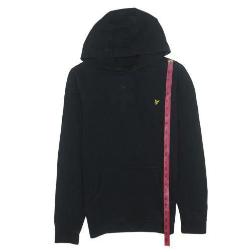 Lyle & Scott Junior Boys Black Pullover Hoodie 14-15 Years Cotton Blend - Image 2