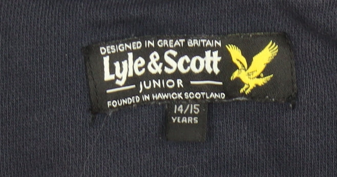 Lyle & Scott Junior Boys Navy Blue Full Zip Hoodie 14-15 Years Cotton Blend - Image 4