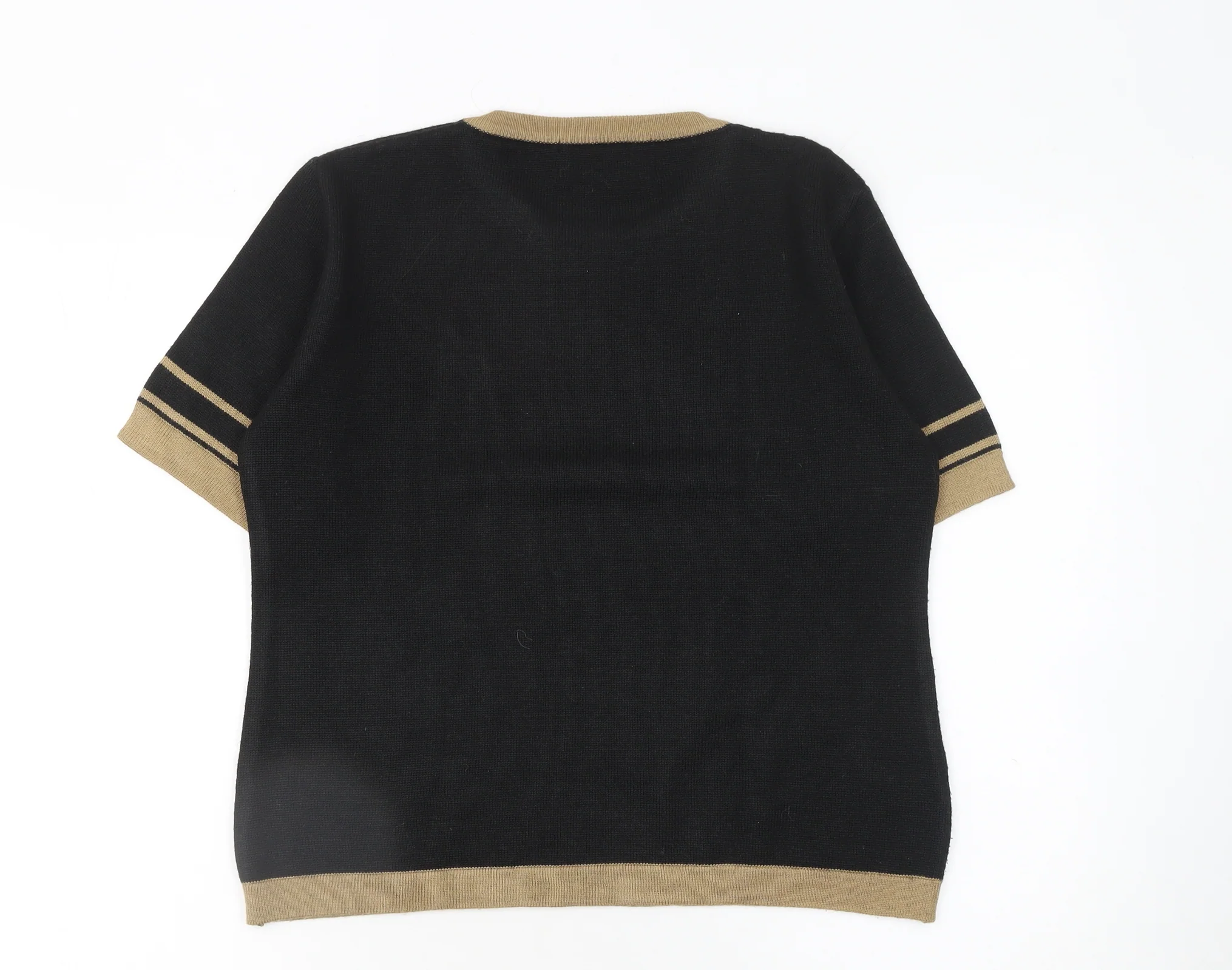 Lyle & Scott Womens Black Wool Blend Crew Neck Short Sleeve Jumper Size 8 - Image 3
