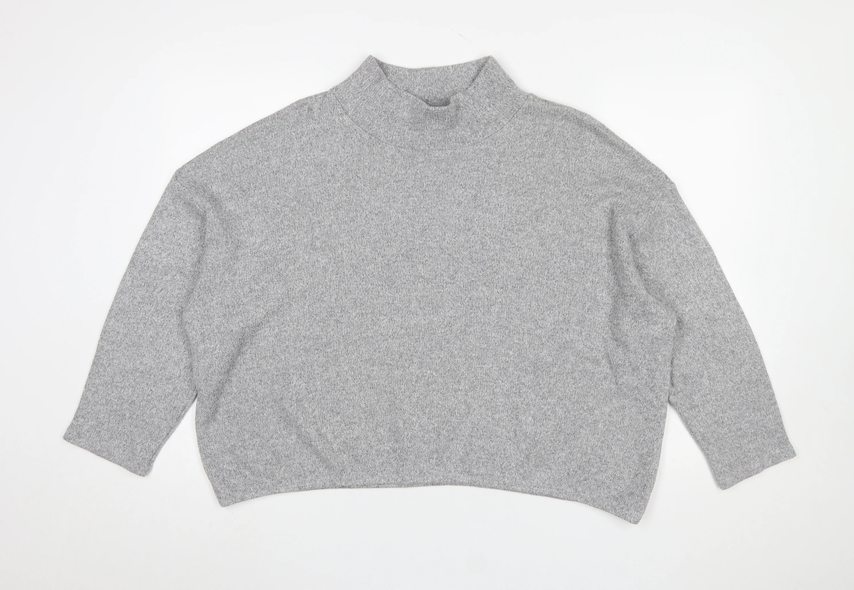 M&Co Petite Grey Mock Neck Knit Jumper Women’s Size 18