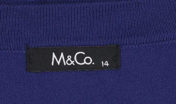 M&Co Women Blue Size 14 3/4 Sleeve Open Knit Cardigan - Image 4