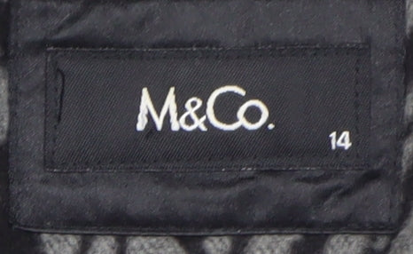 M&Co. Women Grey Animal Print Wool Blend Blazer Size 14 - Image 4