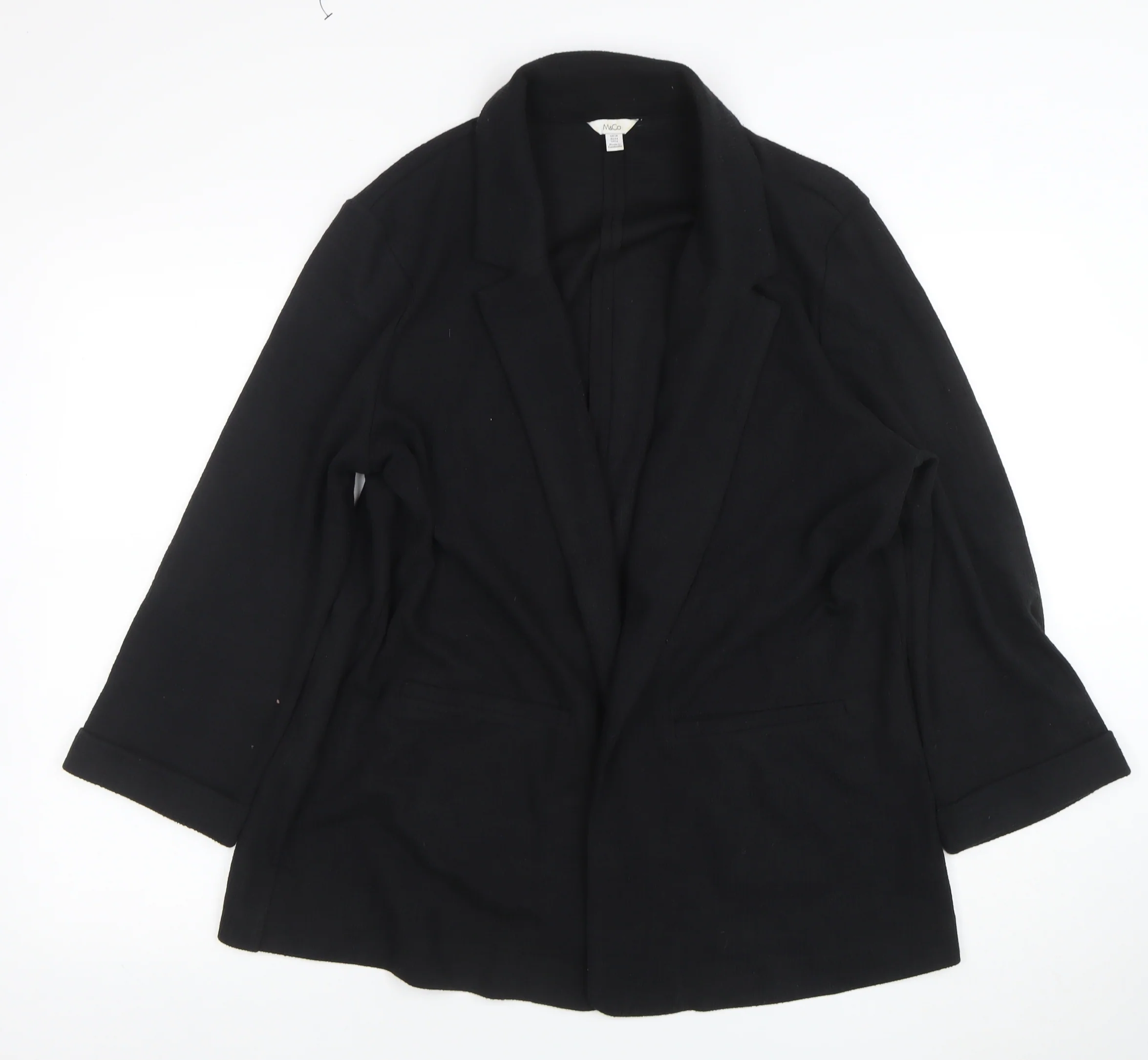 M&Co Women’s Black Collared Long Sleeve Knit Cardigan Size 18