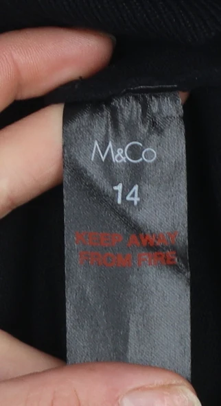 M&Co Women’s Black Crew Neck Button Sleeve Jumper Size 14 - Image 4