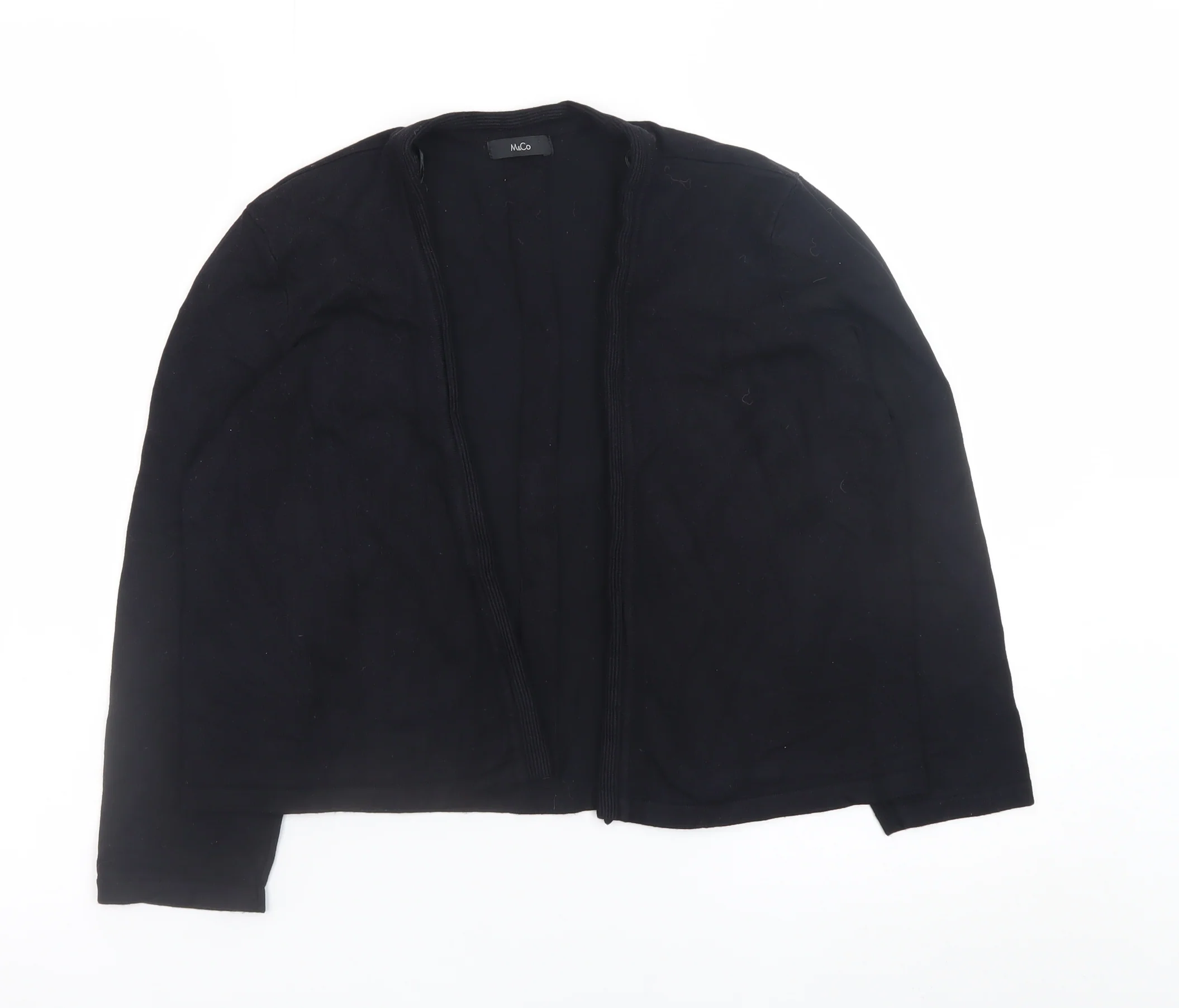 M&Co Women’s Black Size 12 Open Front Long Sleeve Cardigan