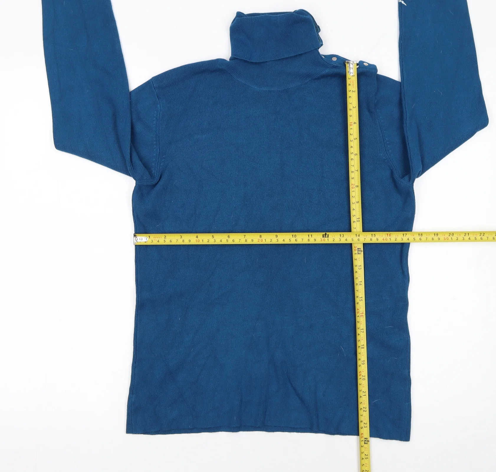 M&Co Women’s Blue Roll Neck Pullover Jumper XL Knit Long Sleeve - Image 2