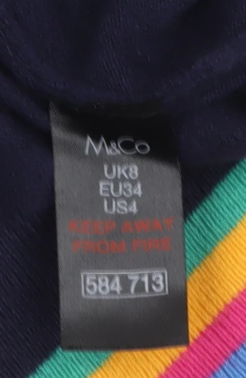 M&Co Women’s Blue Sequin Star Rainbow Trim Jumper Size 8 - Image 5