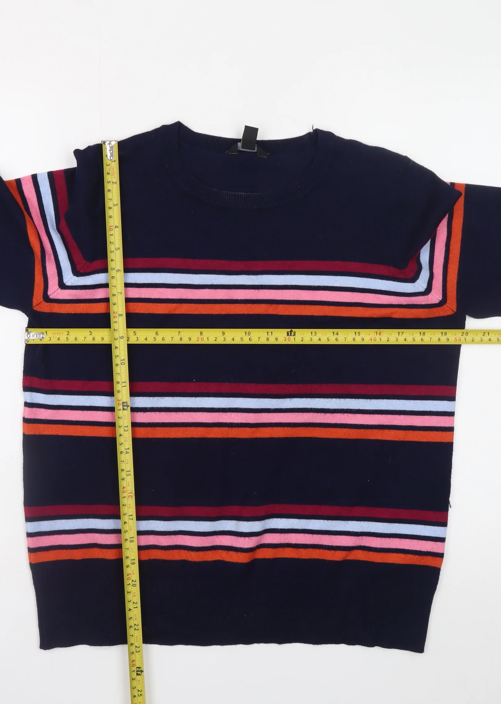 M&Co Women’s Navy Striped Crew Neck Jumper Size 14 - Image 2