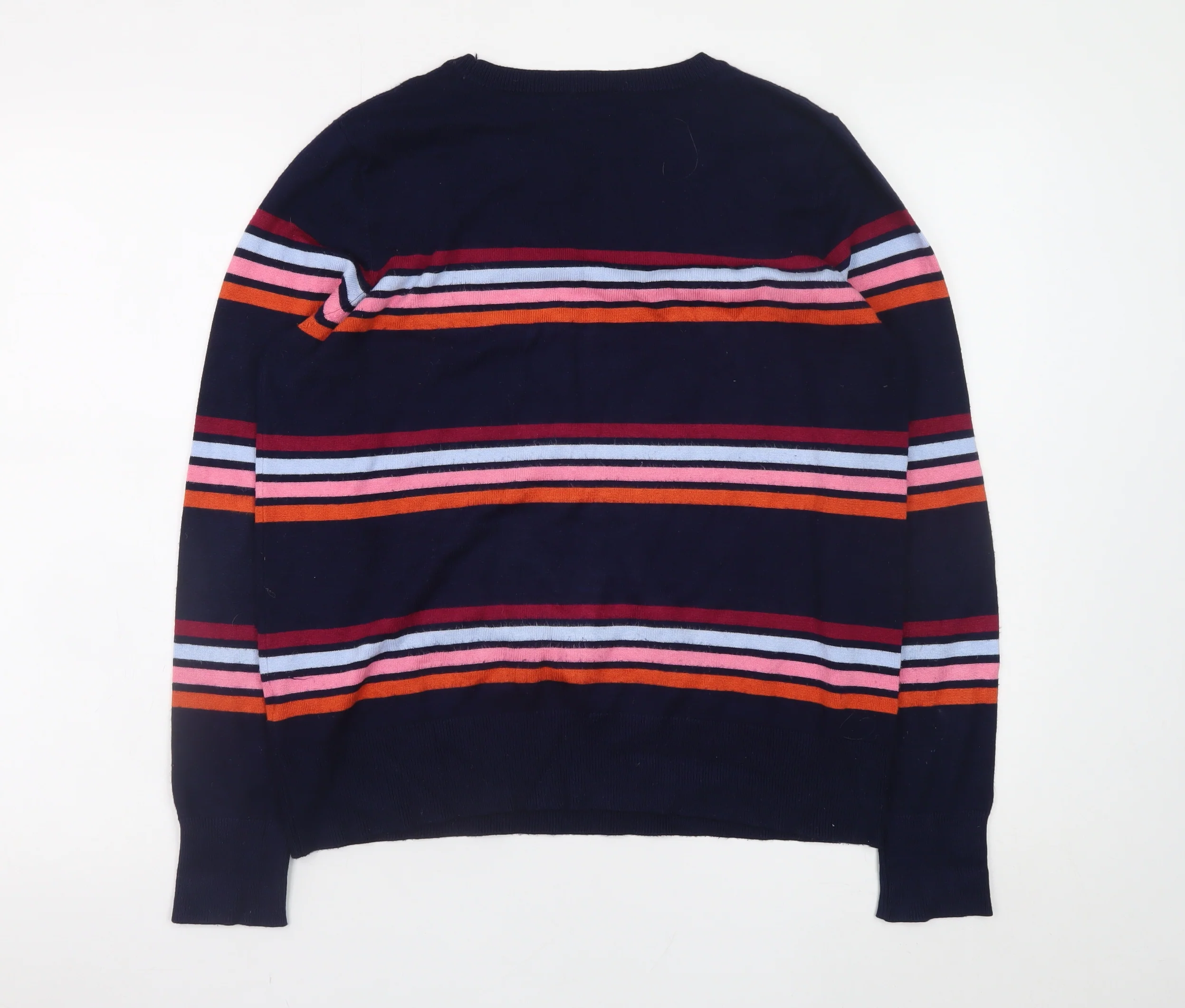 M&Co Women’s Navy Striped Crew Neck Jumper Size 14 - Image 3