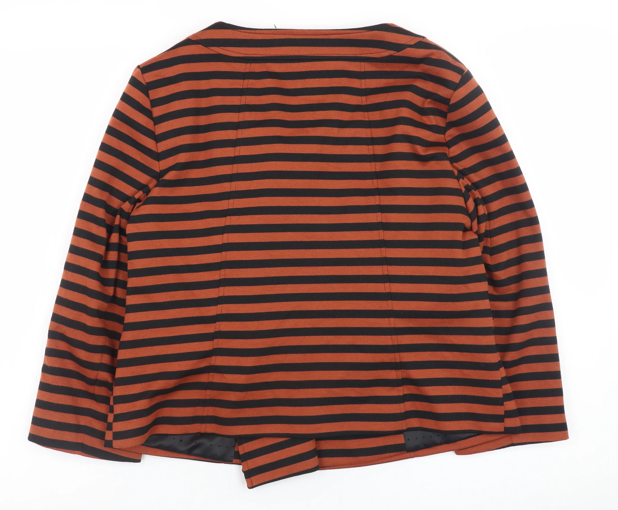M&Co Women’s Orange Black Striped Short Pea Jacket Size 14 - Image 3