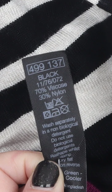 M&Co Womens Black Striped 3/4 Sleeve Cardigan Size 14 - Image 4