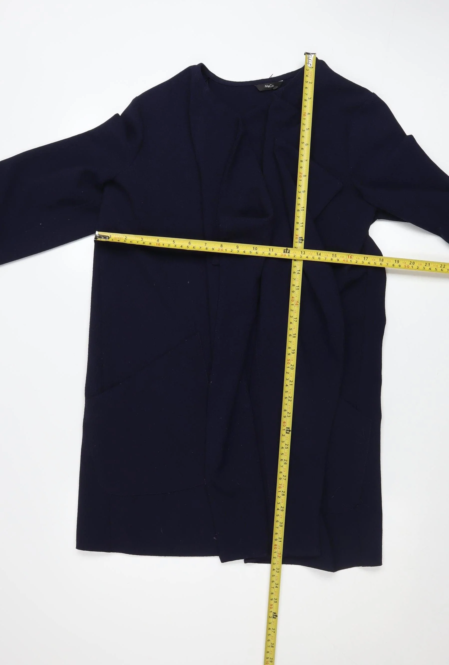 M&Co Women's Blue Size 14 Mid-Length Open Polyester Coatigan - Image 2