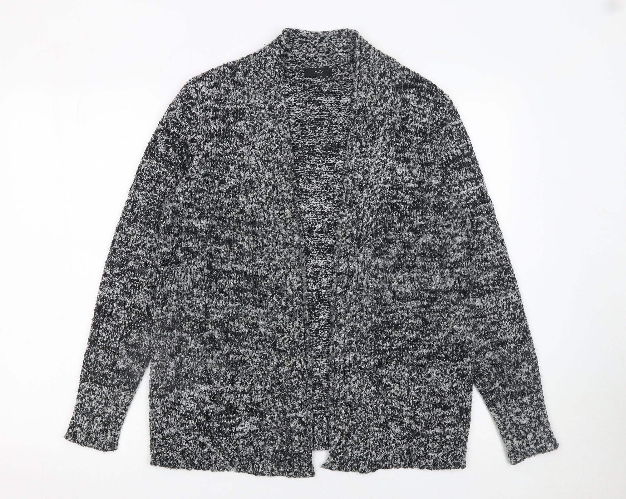 M&Co Women's Grey Chunky Knit Long Sleeve Cardigan Size 12