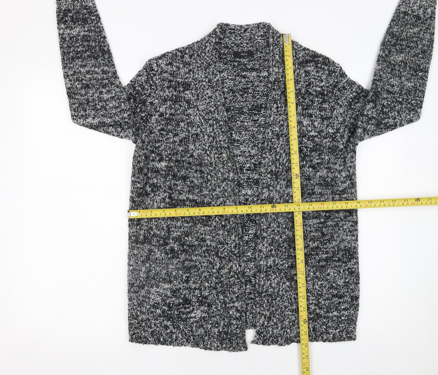 M&Co Women's Grey Chunky Knit Long Sleeve Cardigan Size 12 - Image 2