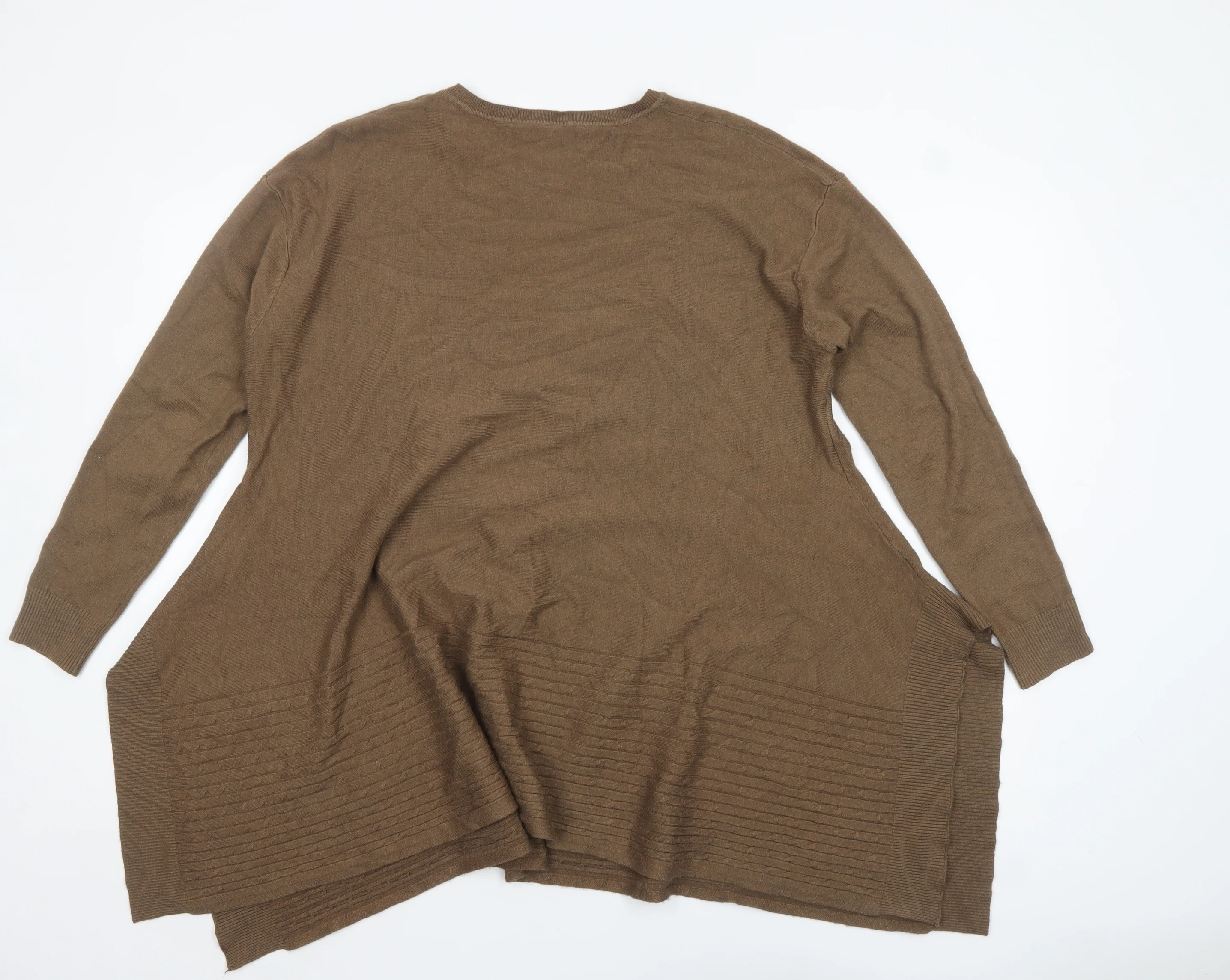 M&V Women Brown Knit Tunic Jumper S Relaxed Fit Long Sleeve - Image 3