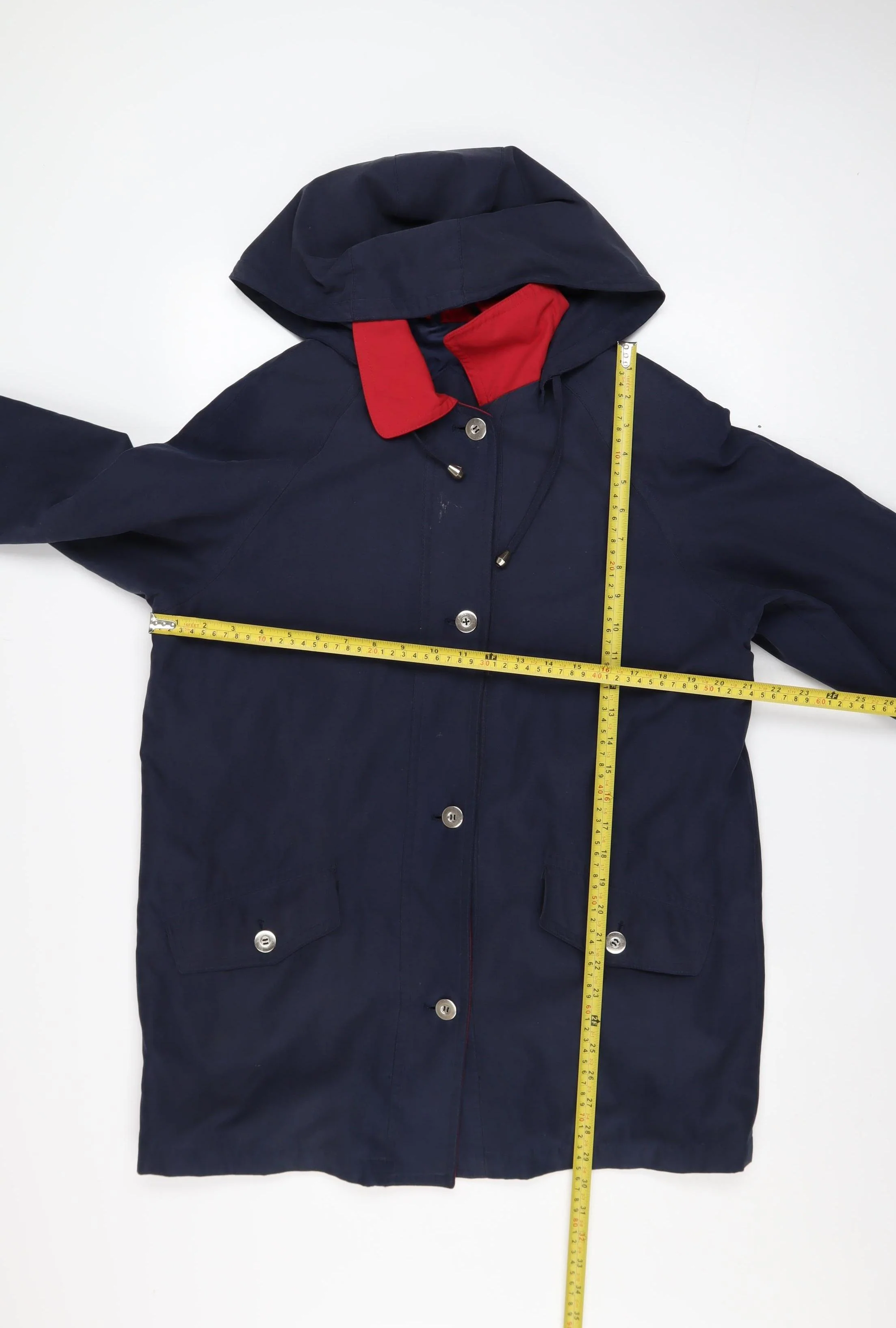 Mackays Women's Blue Hooded Mid-Length Rain Coat Size S - Image 2