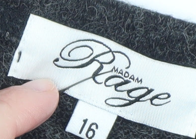 Madam Rage Women Grey Heart Button Pullover Jumper Size 16 - Image 4