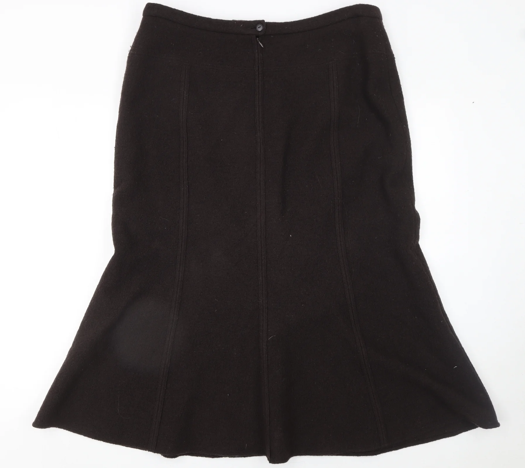 Madeleine Women Black Wool Flare Midi Skirt Size 18 - Image 3