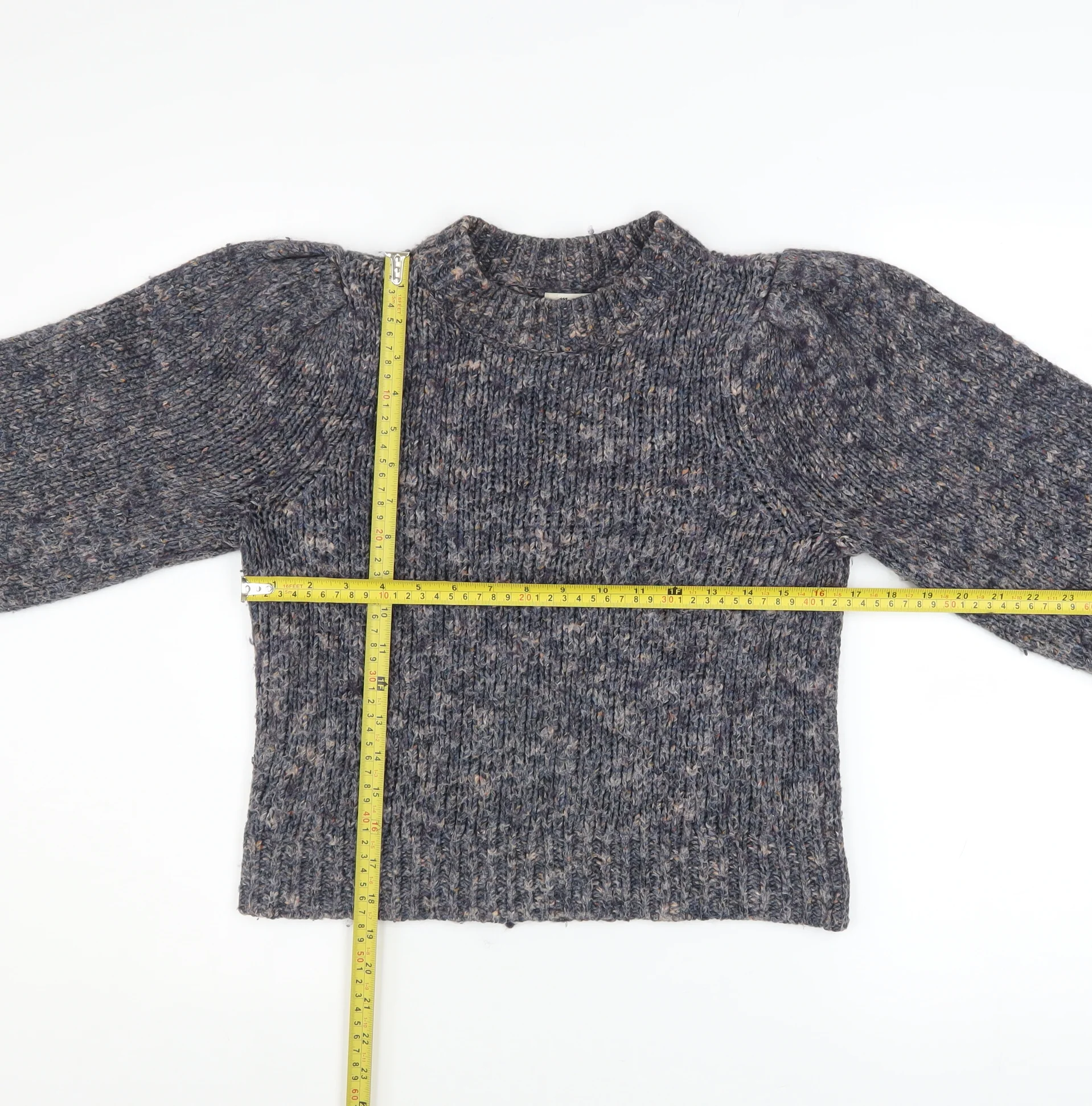 Madewell Women's Blue Mock Neck Knit Jumper Size S Long Sleeve Wool Blend - Image 2