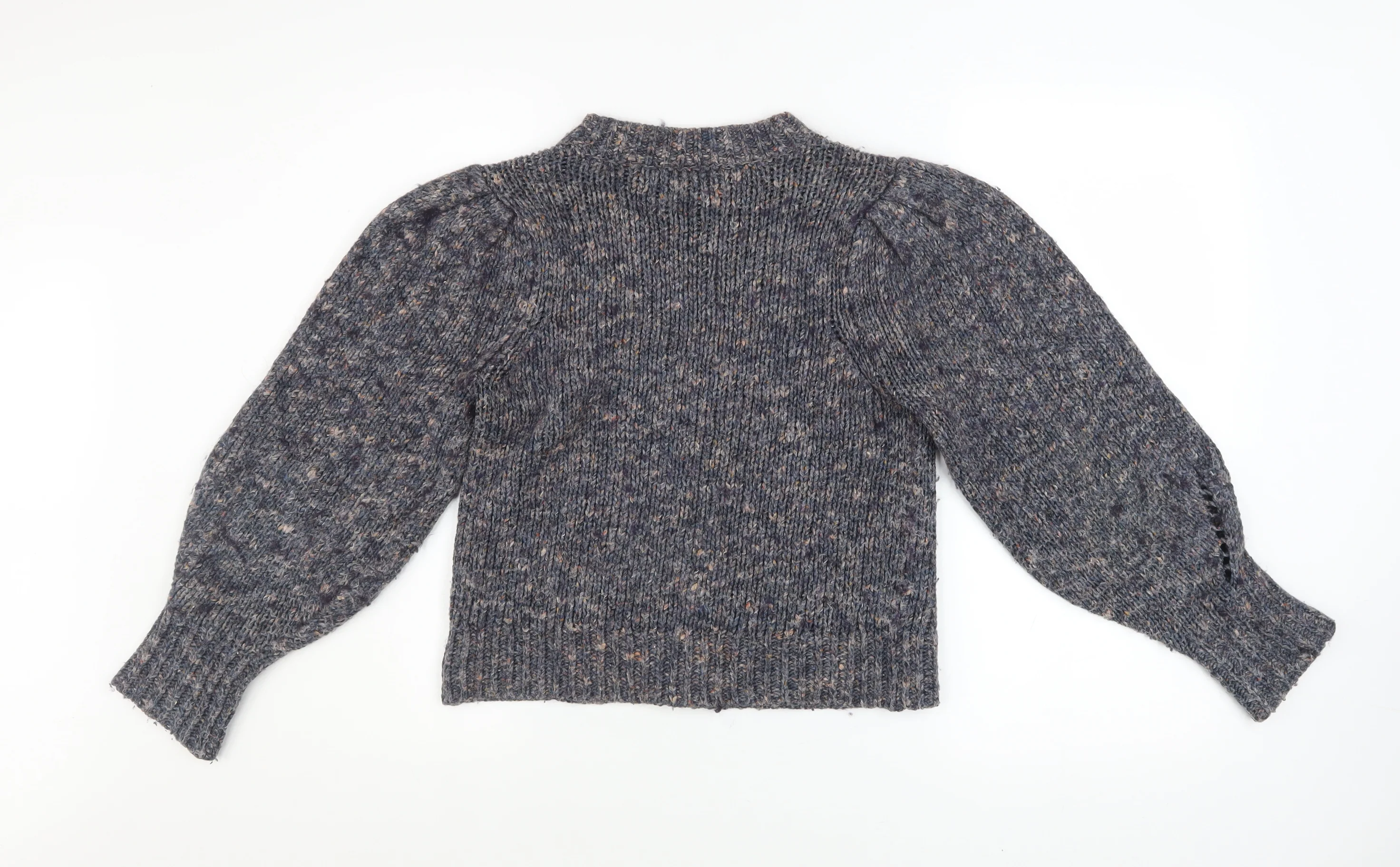 Madewell Women's Blue Mock Neck Knit Jumper Size S Long Sleeve Wool Blend - Image 3