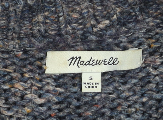 Madewell Women's Blue Mock Neck Knit Jumper Size S Long Sleeve Wool Blend - Image 4