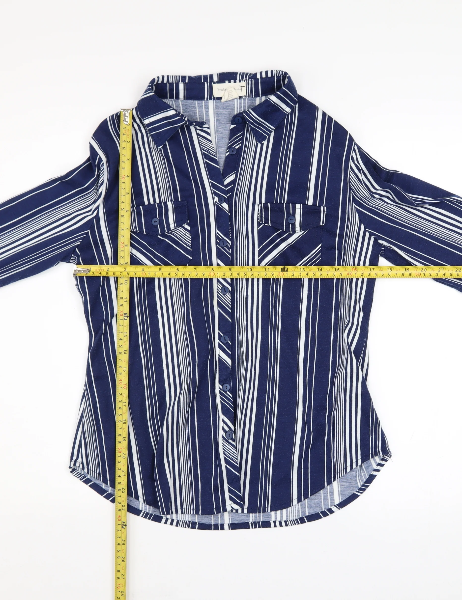 Madison & Monroe Women's Blue Striped Long Sleeve Button-Up Shirt Size S - Image 2