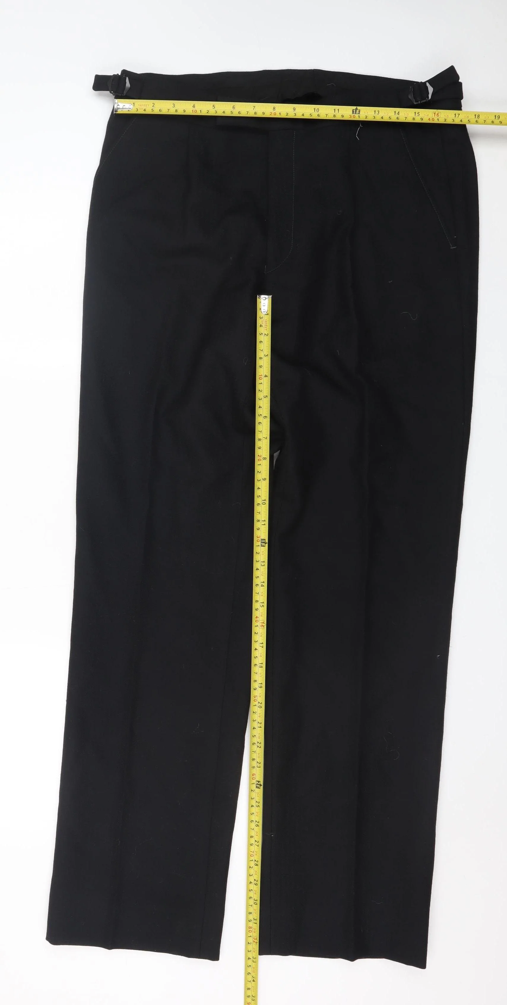 Magee Ireland Womens Black Formal Wool Blend Straight Trousers Size 14 - Image 2