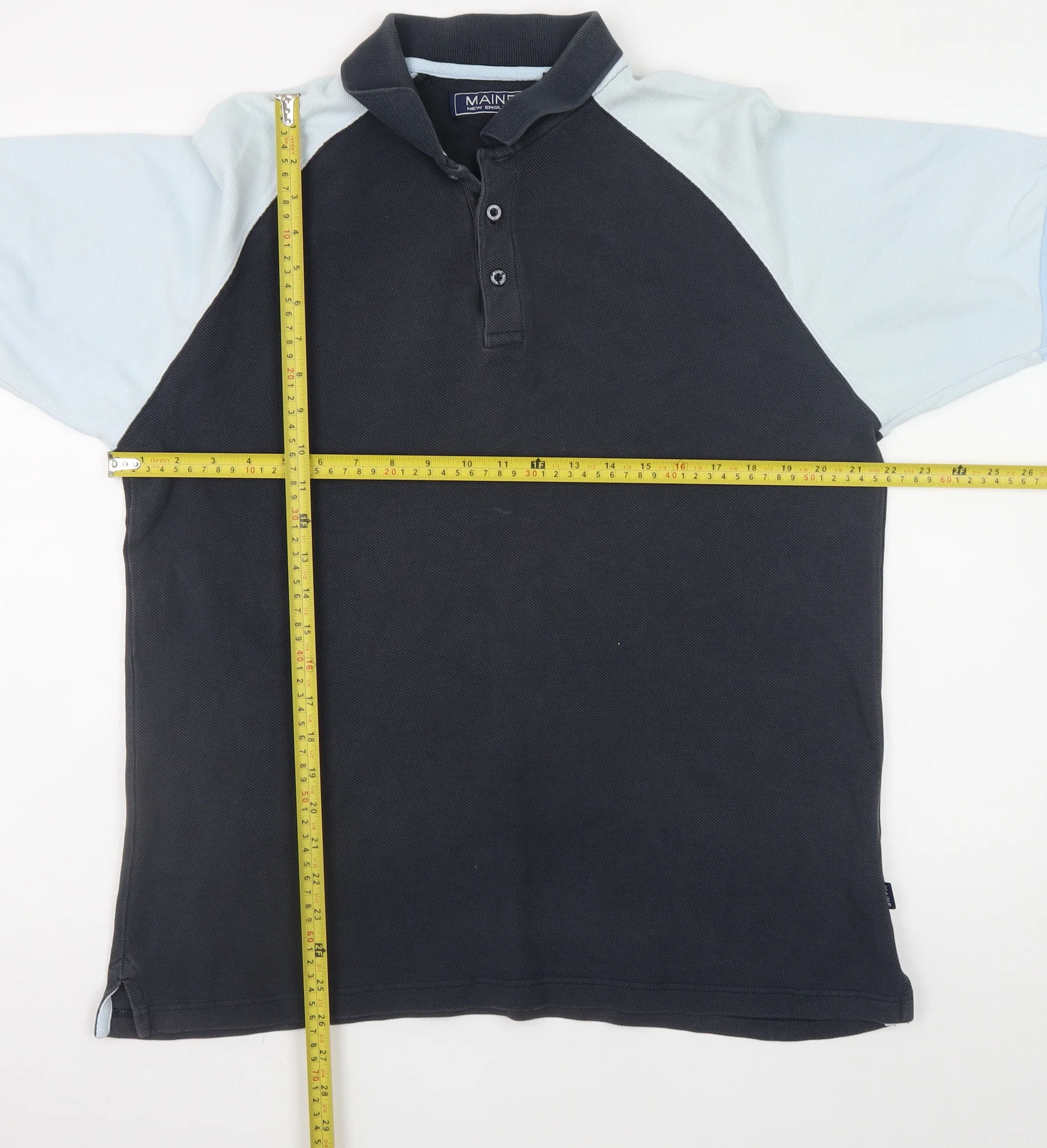 Maine New England Men’s Blue Colourblock Cotton Polo Shirt Size L - Image 2