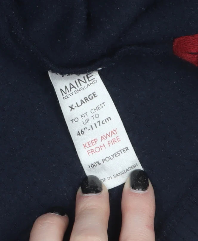 Maine New England Men's Blue V-Neck Fleece Sweatshirt XL - Image 4